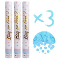 Konfettikanonen Gender Reveal Boy, 3er Set - 40 cm