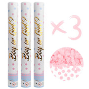 Konfettikanonen Gender Reveal Girl, 3er Set - 40 cm