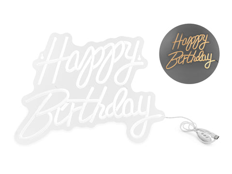 LED Neon Happy Birthday Weiss 40 x 29,5 cm