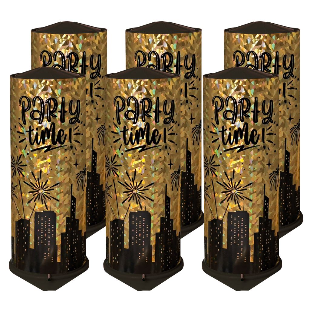 Tischbombe Party Time Hologram Gold – 6er-Bundle (26 cm)