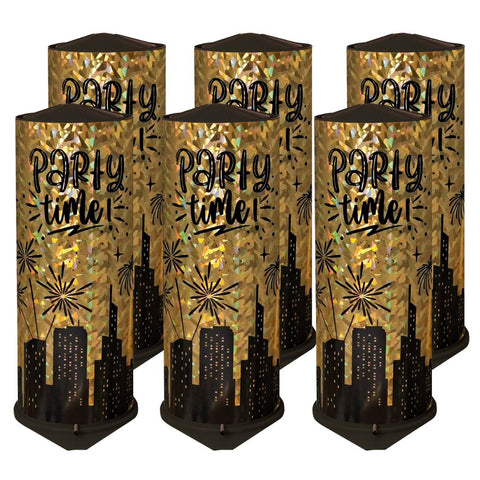 Tischbombe Party Time Hologram Gold – 6er-Bundle (26 cm)