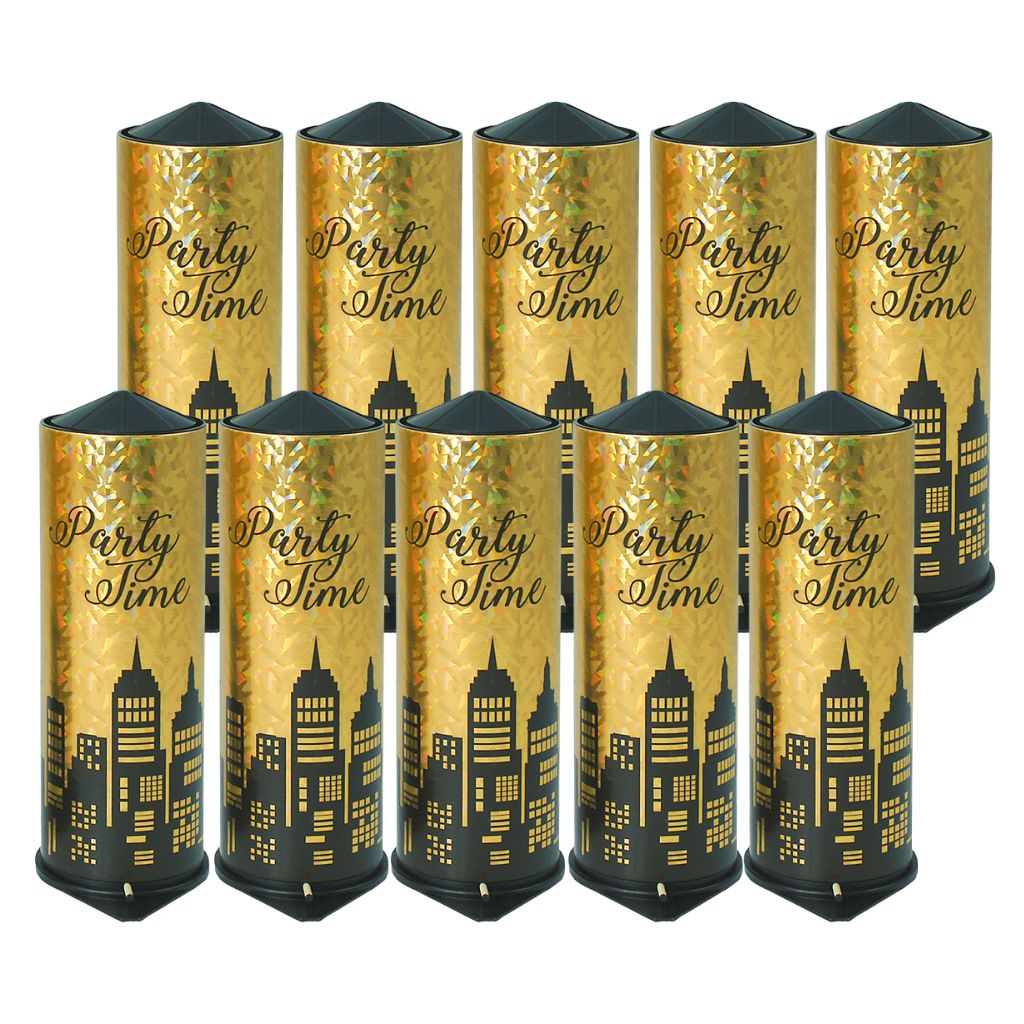 Tischbombe Party Time Hologram Gold – 10er-Bundle (22 cm)