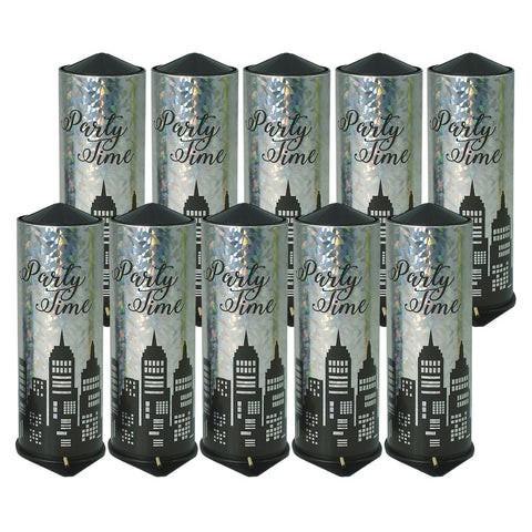 Tischbombe Party Time Hologram Silber – 10er-Bundle (22 cm)