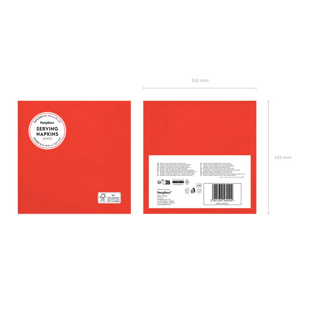 Papierservietten, rot, 33x33 cm