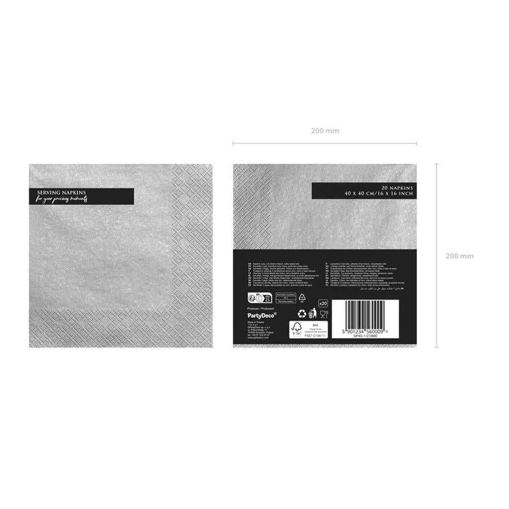 Servietten Silber-Metallic 40 × 40 cm - 20 Stück