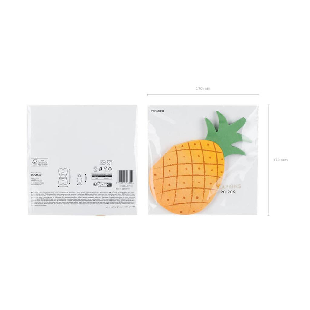 Servietten Ananas, 18.5x10.2 cm, Mix