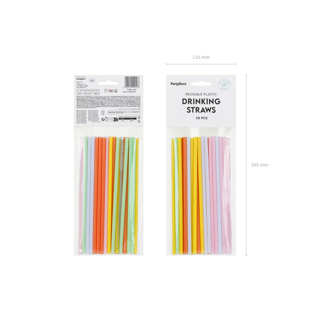 Plastikstrohhalme, 20 cm, Mix