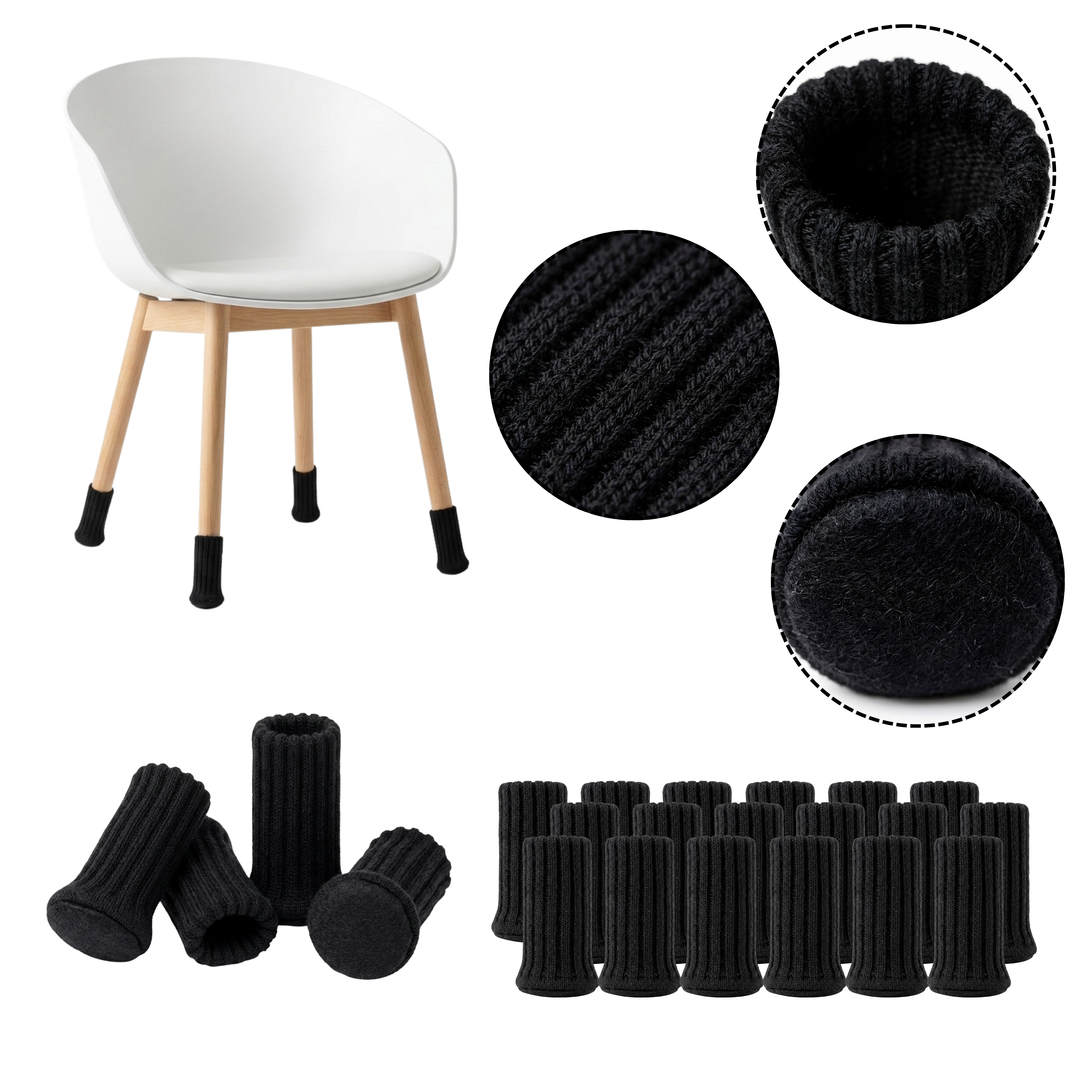 24er Stuhlbeinsocken Schwarz