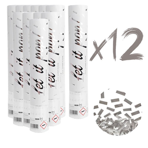 Silber-Konfettikanone 12er-Set 