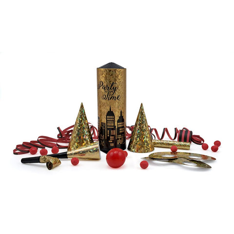 Tischbombe Party Time Hologram Gold, 21cm mit Inhalt