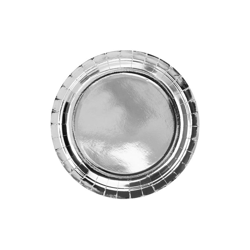 Einwegteller, silber, 23cm - 6 Stück