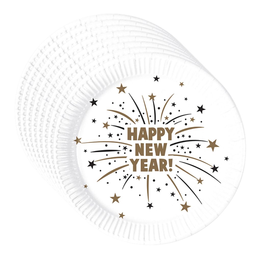 8x Teller Happy New Year 23cm