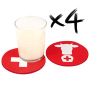 Glasuntersetzer - Schweizer Kreuz / Kuh (4er Set)
