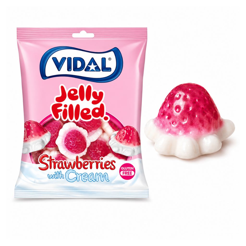 VIDAL Rellenolas Erdbeere & Sahne 90g 🍬 Fruchtgummi