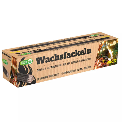 Wachsfackeln 60 cm, 20er-Karton