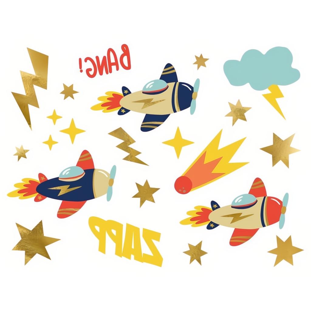 Abwaschbare Tattoos Flugzeuge PartyDeco 1