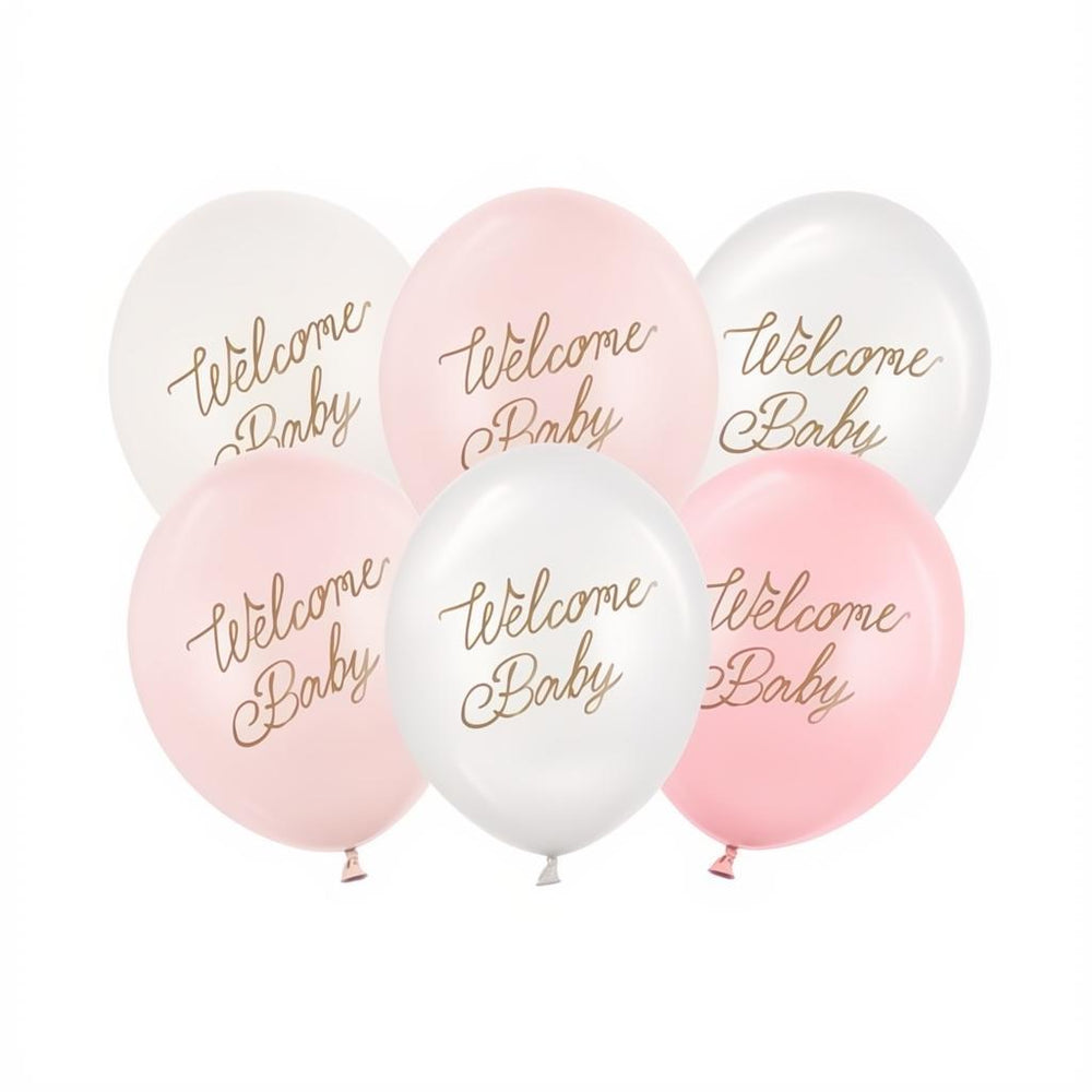 Ballons 30 cm, Welcome Baby, Rosa-Mix