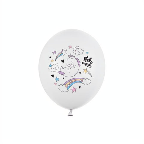 Ballons 30cm, Einhorn, Pastel Pure White PartyDeco 1