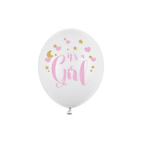 Ballons 30cm, It's a Girl, Pastel Pure White PartyDeco 1