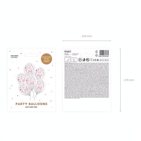 Ballons 30cm, It's a Girl, Pastel Pure White PartyDeco 2