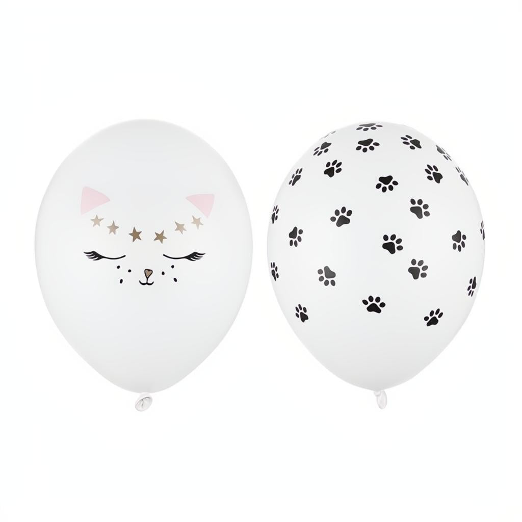 Ballons 30cm, Kätzchen, Pastel Pure White PartyDeco 1