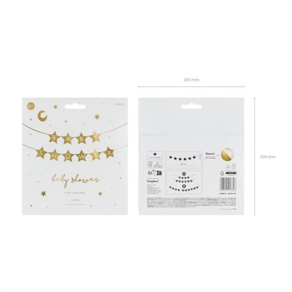 Banner Baby shower, 290x16.5 cm, golden PartyDeco 2