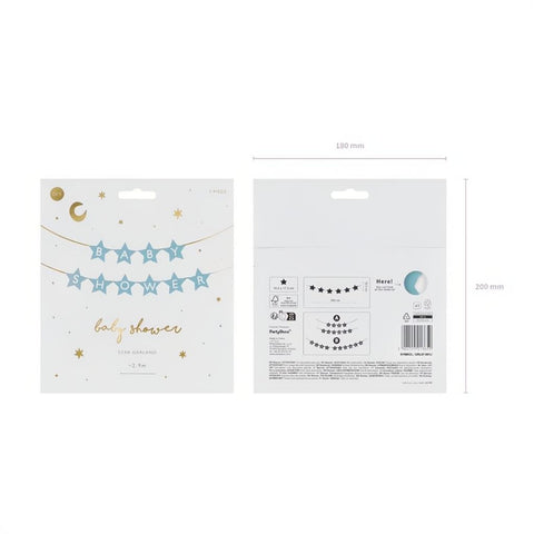 Banner Baby shower, 290x16.5 cm, hellblau PartyDeco 3