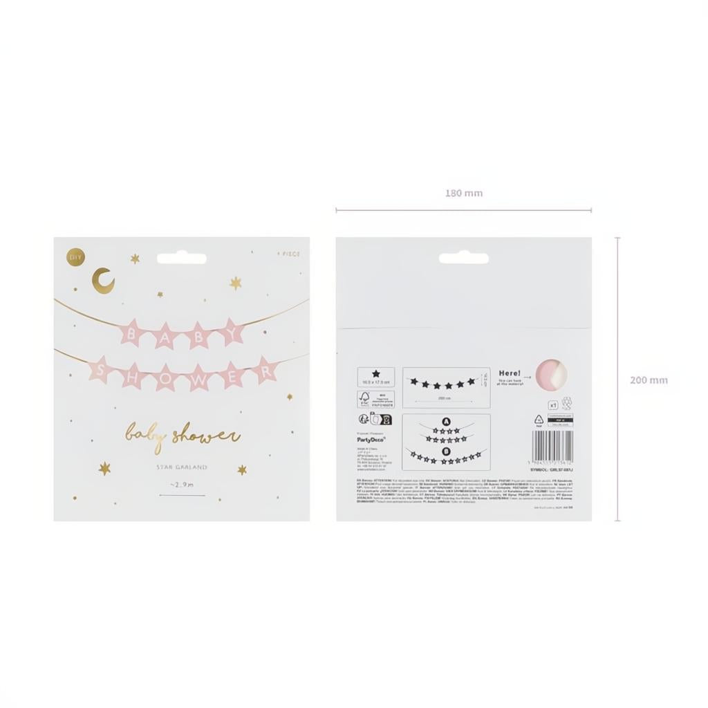 Banner Baby shower, 290x16.5 cm, hellrosa PartyDeco 3