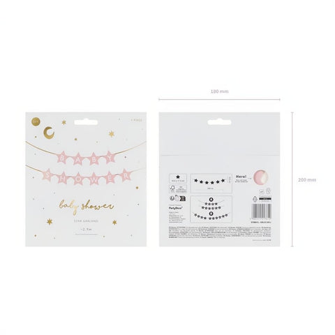 Banner Baby shower, 290x16.5 cm, hellrosa PartyDeco 3