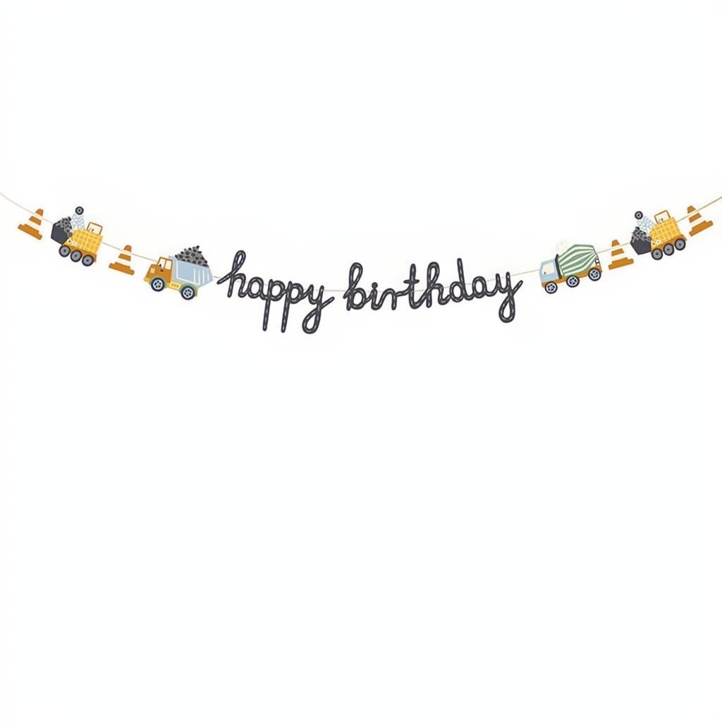 Banner Happy birthday Baufahrzeuge, 2 m PartyDeco 1