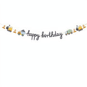 Banner Happy birthday Baufahrzeuge, 2 m PartyDeco 1