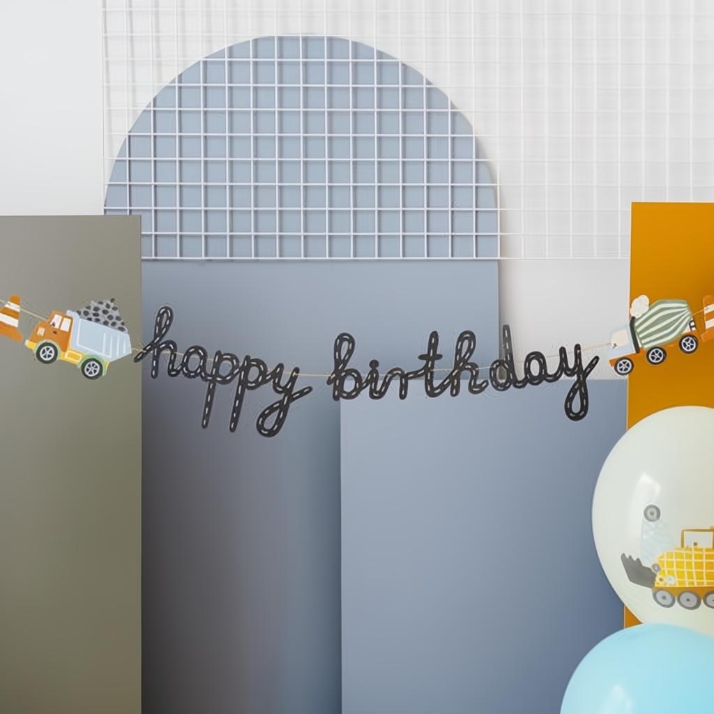 Banner Happy birthday Baufahrzeuge, 2 m PartyDeco 2