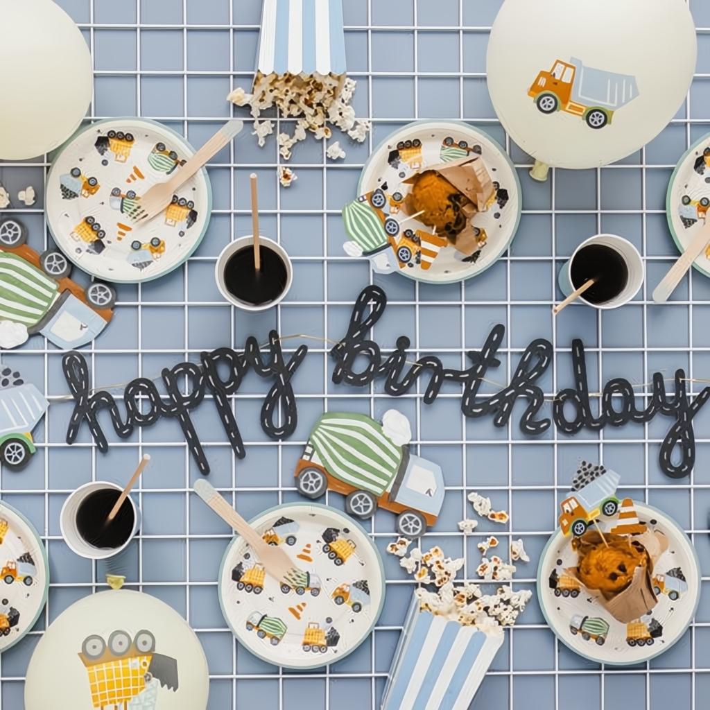 Banner Happy birthday Baufahrzeuge, 2 m PartyDeco 4