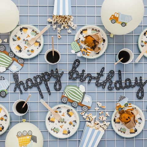 Banner Happy birthday Baufahrzeuge, 2 m PartyDeco 4