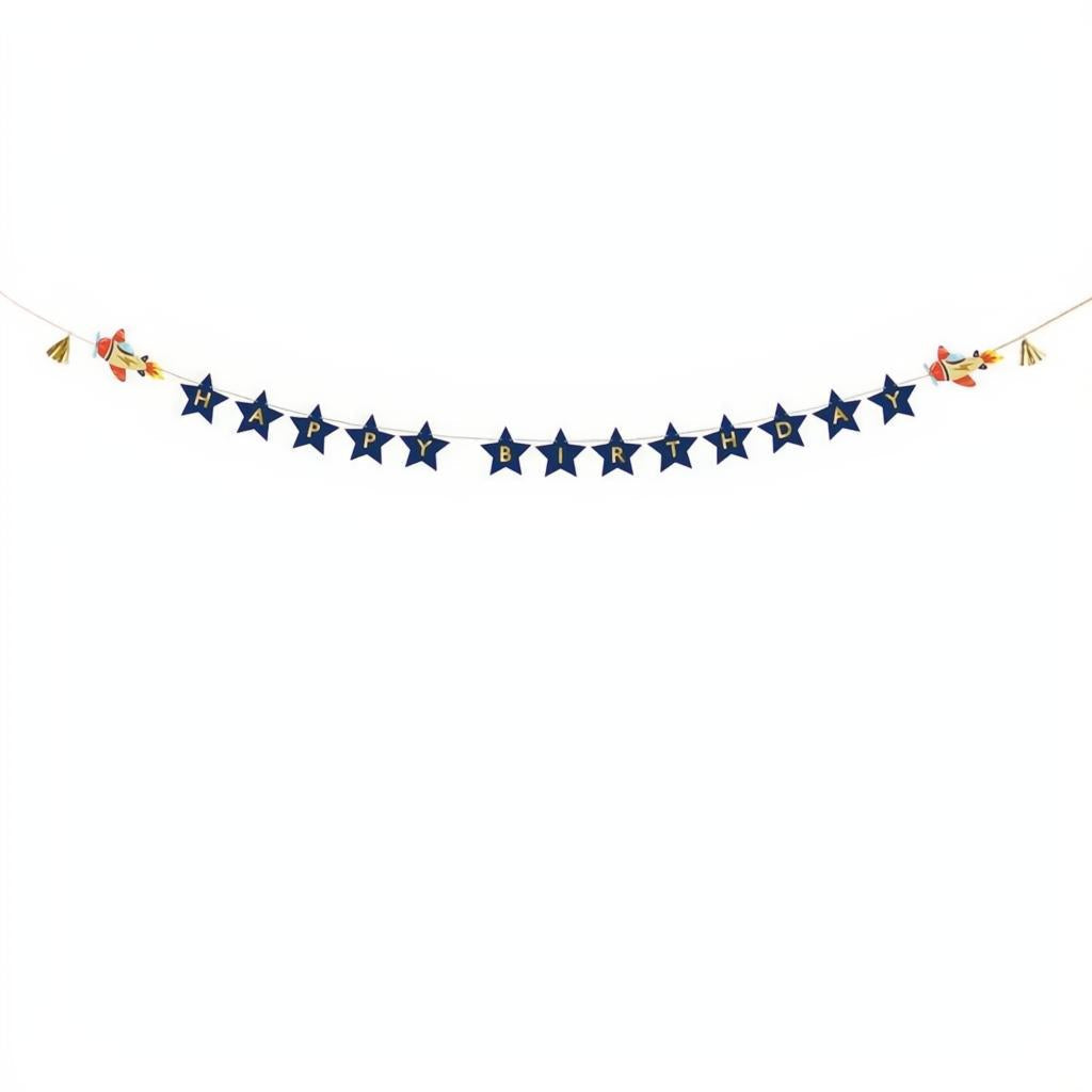 Banner Happy Birthday Flugzeuge, 2,5 m PartyDeco 1