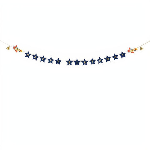 Banner Happy Birthday Flugzeuge, 2,5 m PartyDeco 1