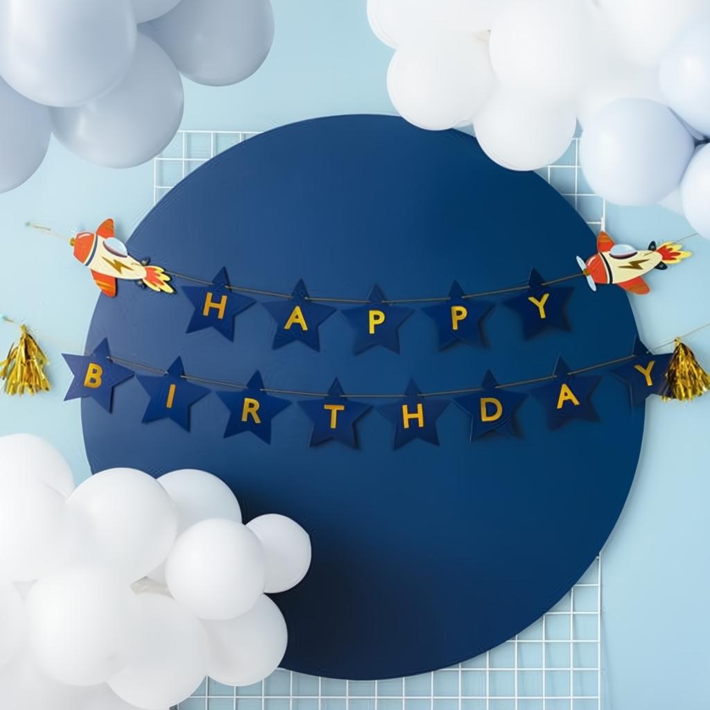 Banner Happy Birthday Flugzeuge, 2,5 m PartyDeco 3