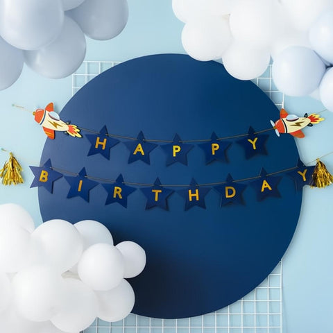 Banner Happy Birthday Flugzeuge, 2,5 m PartyDeco 3