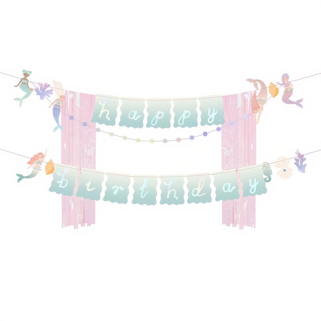 Banner Happy Birthday Meerjungfrau, 130x100cm PartyDeco 1