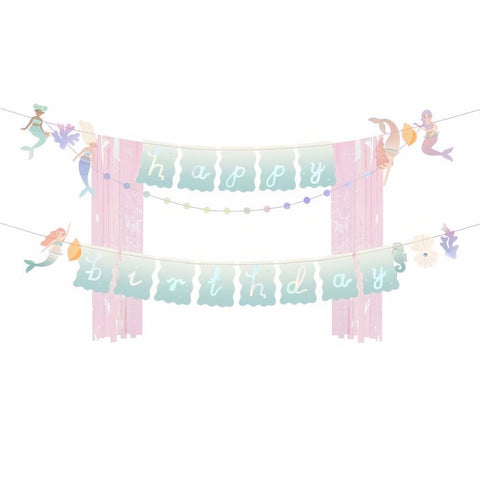 Banner Happy Birthday Meerjungfrau, 130x100cm PartyDeco 1