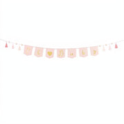 Banner Oh Baby mit Quasten, 2.5 m, hellrosa PartyDeco 1