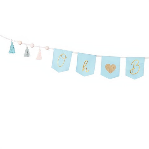 Banner Oh Baby mit Quasten, 2.5 m, himmelblau PartyDeco 2