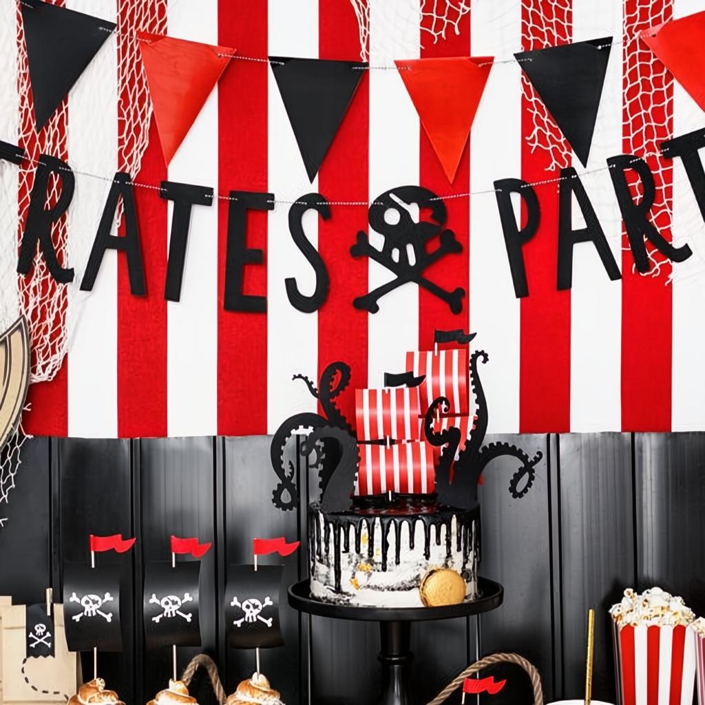 Banner Piraten - Pirates Party, schwarz, 14x100cm PartyDeco 3