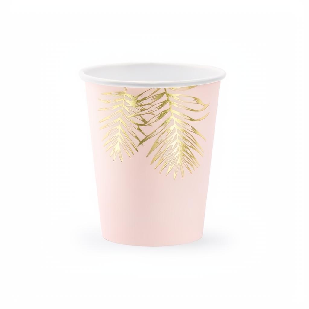 Becher Blätter, hellrosa, 220ml PartyDeco 1