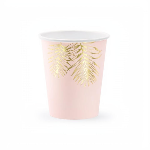 Becher Blätter, hellrosa, 220ml PartyDeco 1