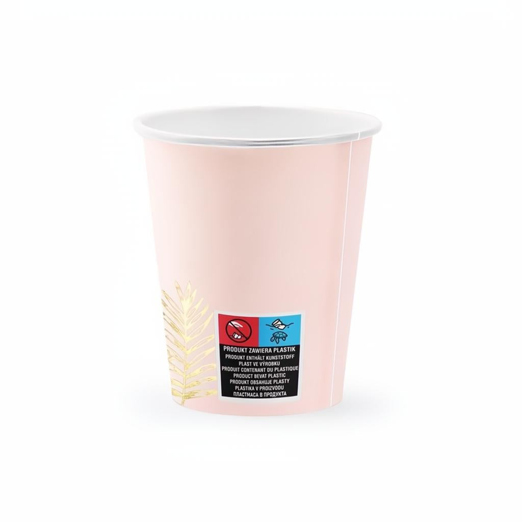 Becher Blätter, hellrosa, 220ml PartyDeco 2