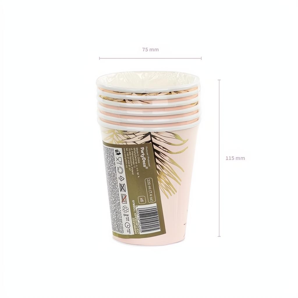 Becher Blätter, hellrosa, 220ml PartyDeco 5
