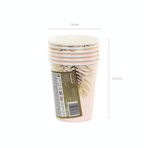 Becher Blätter, hellrosa, 220ml PartyDeco 5
