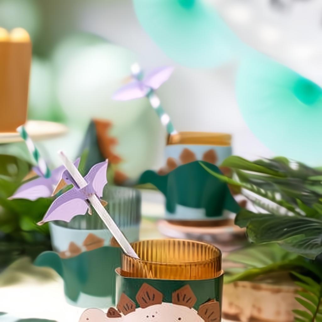Bechermanschetten Dinosaurier, Mischung PartyDeco 6