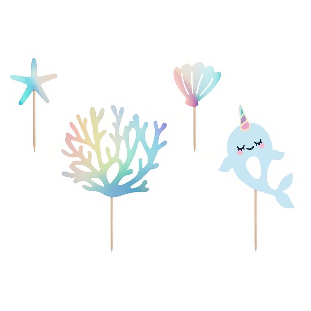 Caketopper Narwal, 10-15,5cm PartyDeco 1